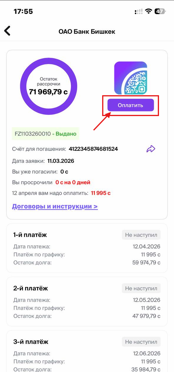 Кнопка «Оплатить»